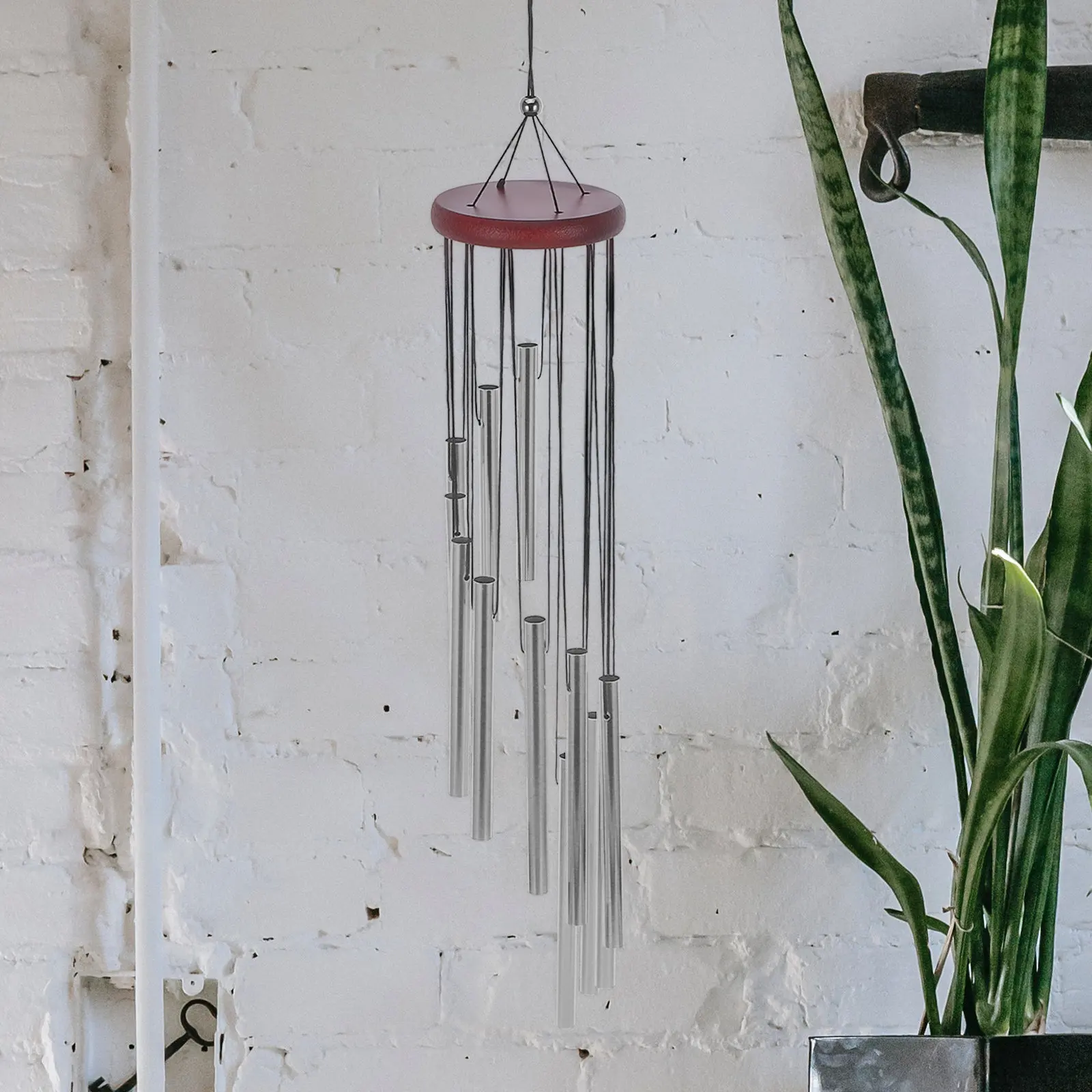 Aluminium Wood Wind Chime Garden Hanging Decoration Outdoor Patio Balcony Ceiling Home Decor Meditative Relaxing Crisp Sound