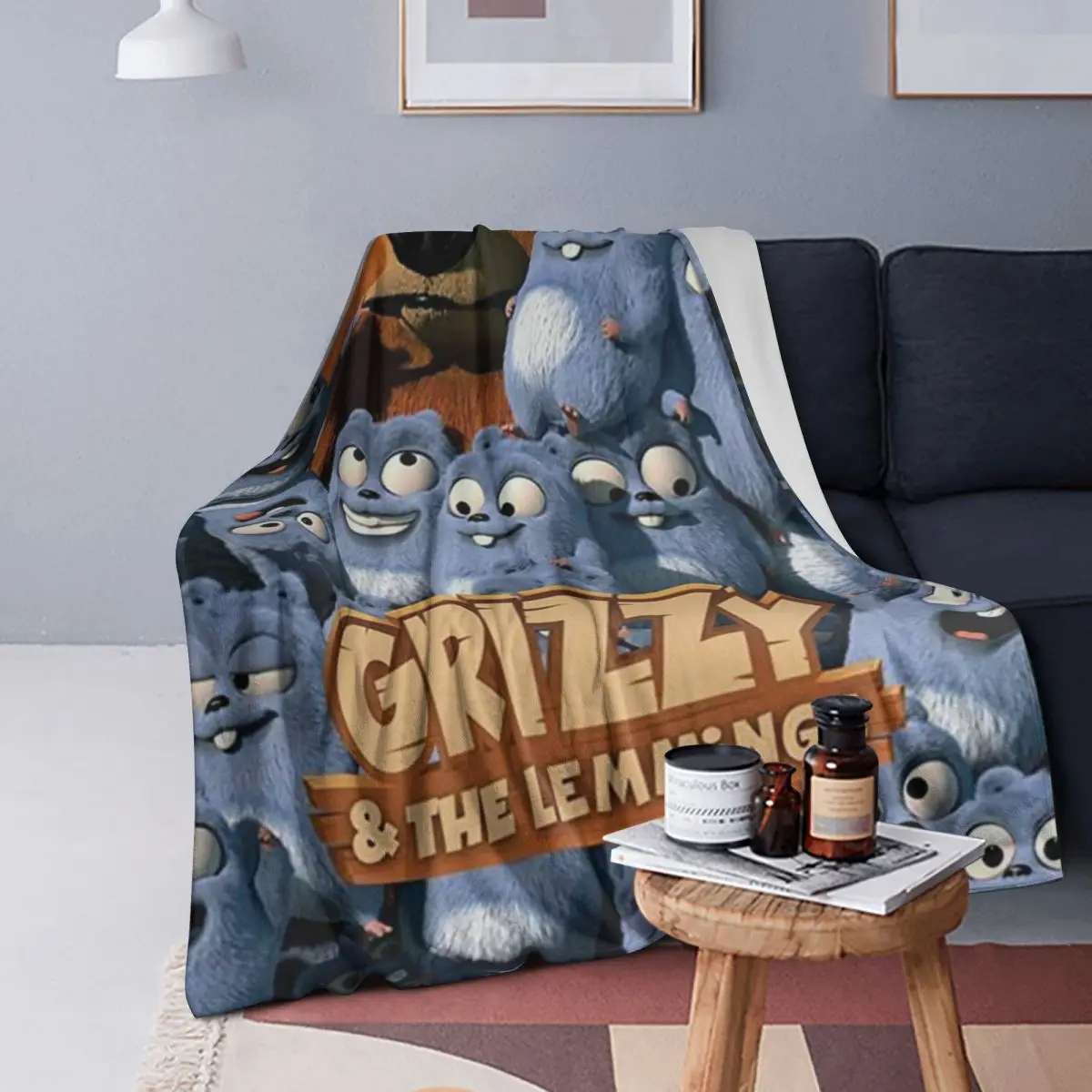 

Grizzy Et Les Lemmings Blankets Soft Warm Flannel Throw Blanket Plush for Bed Living room Picnic Travel Home Sofa
