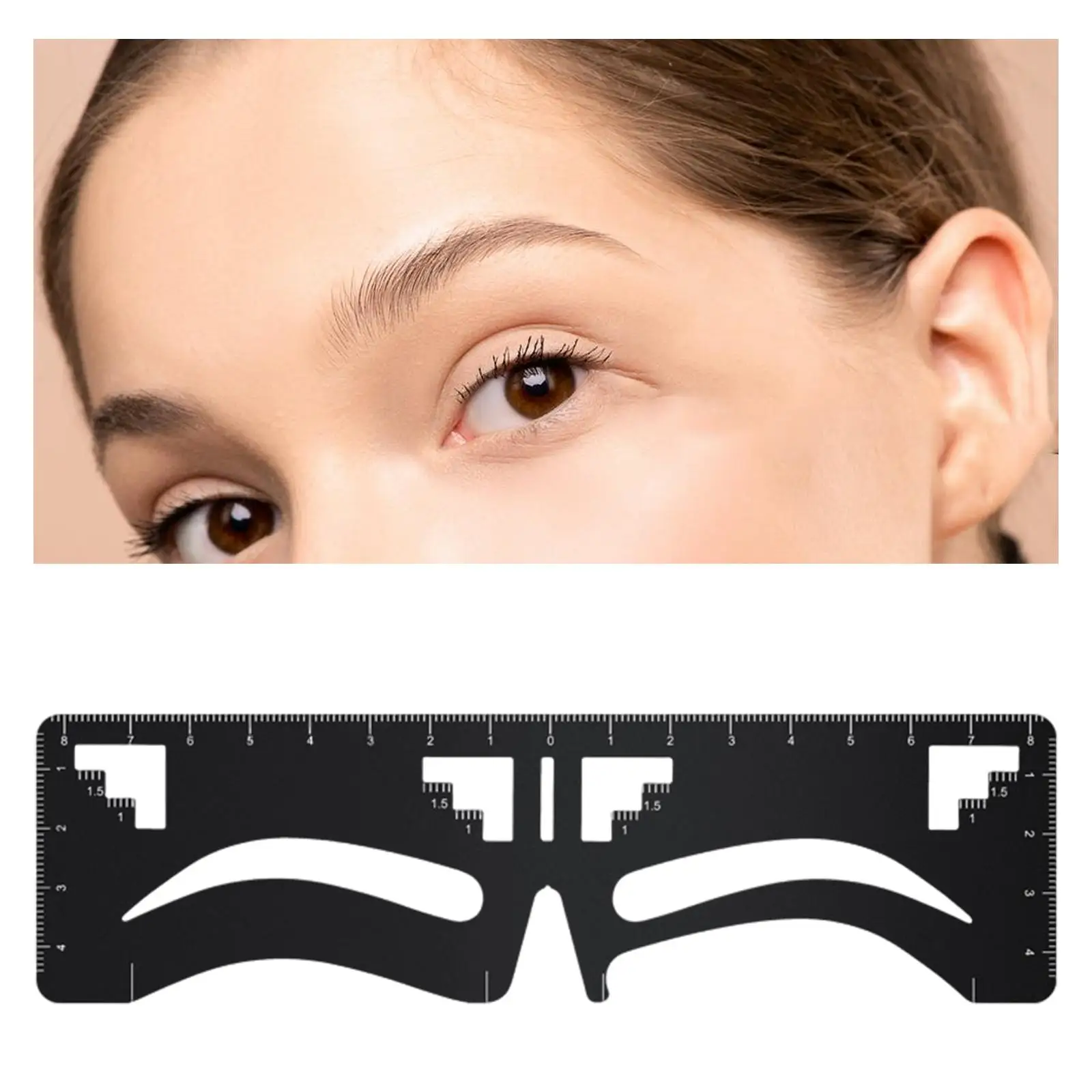 مجموعة مسطرة وستنسل للحواجب من الفولاذ المقاوم للصدأ للمبتدئين، تحديد موضع حواجب مريح وتشكيل متوازن
