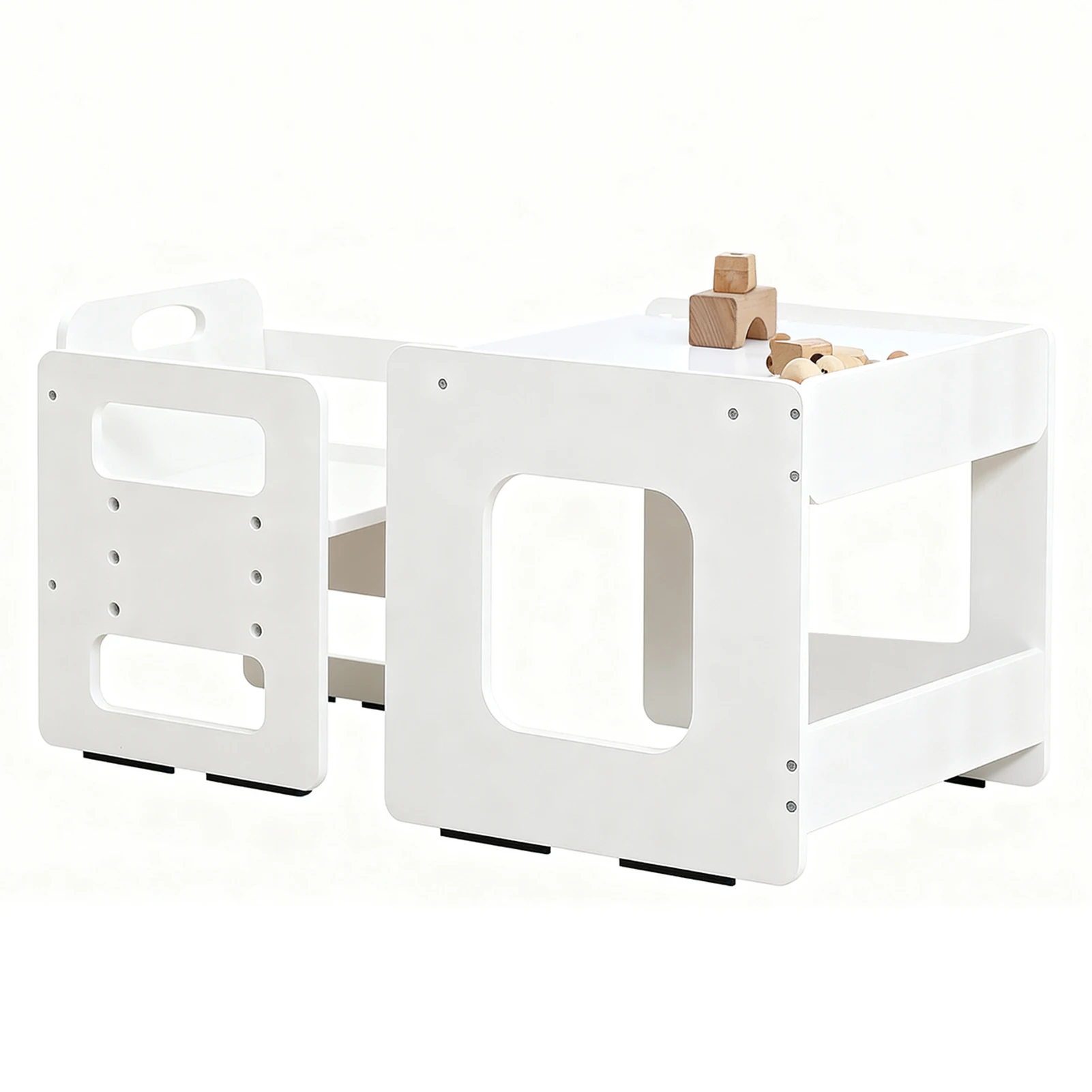 Weaning Table and Chair Set Height Adjustable Wooden Table Set for 1 To 3 Years Children Playing Learning Reading Eating