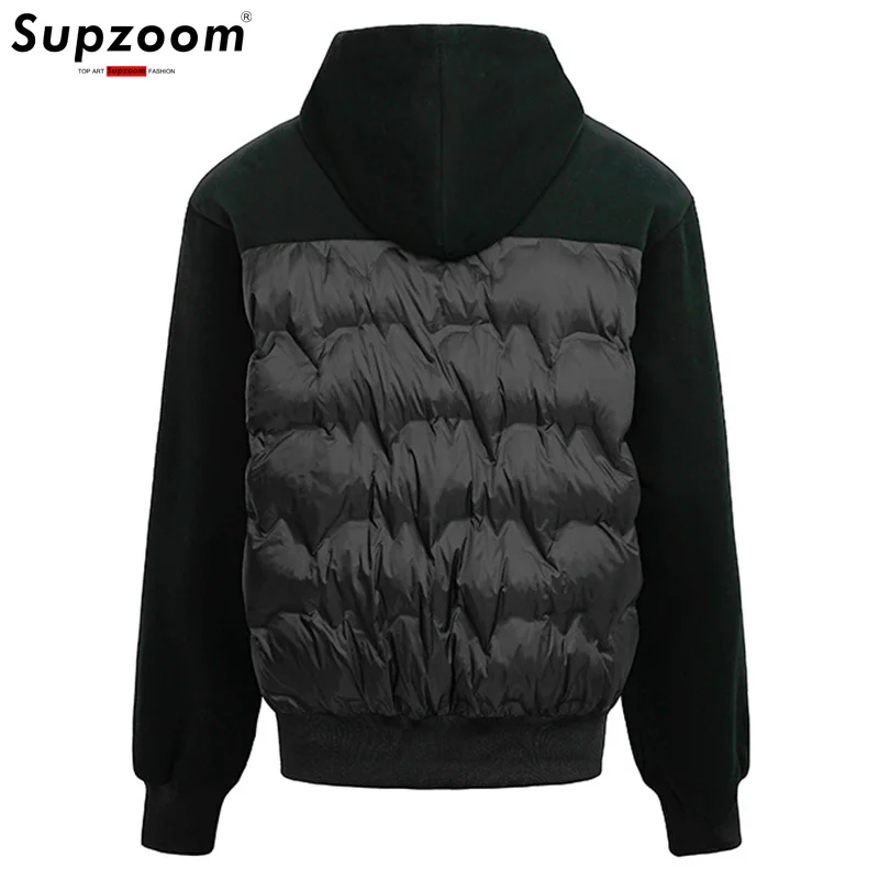 Supzoom 2025 وصول جديد قمة الموضة لصق سميكة الشتاء مثلث ماركر مقنعين الدافئة عادية شتاء أسفل السترات الرجال