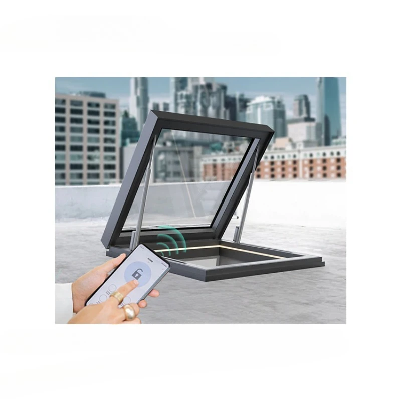 Automatic top trailer top hot break aluminum tempered glass electric open flat top window sunroof