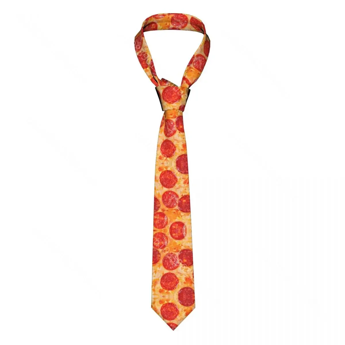 Pepperoni Pizza Unisex Neckties Slim Polyester 8 cm Narrow Food Funny Italian Neck Ties for Mens Suits Accessories Office