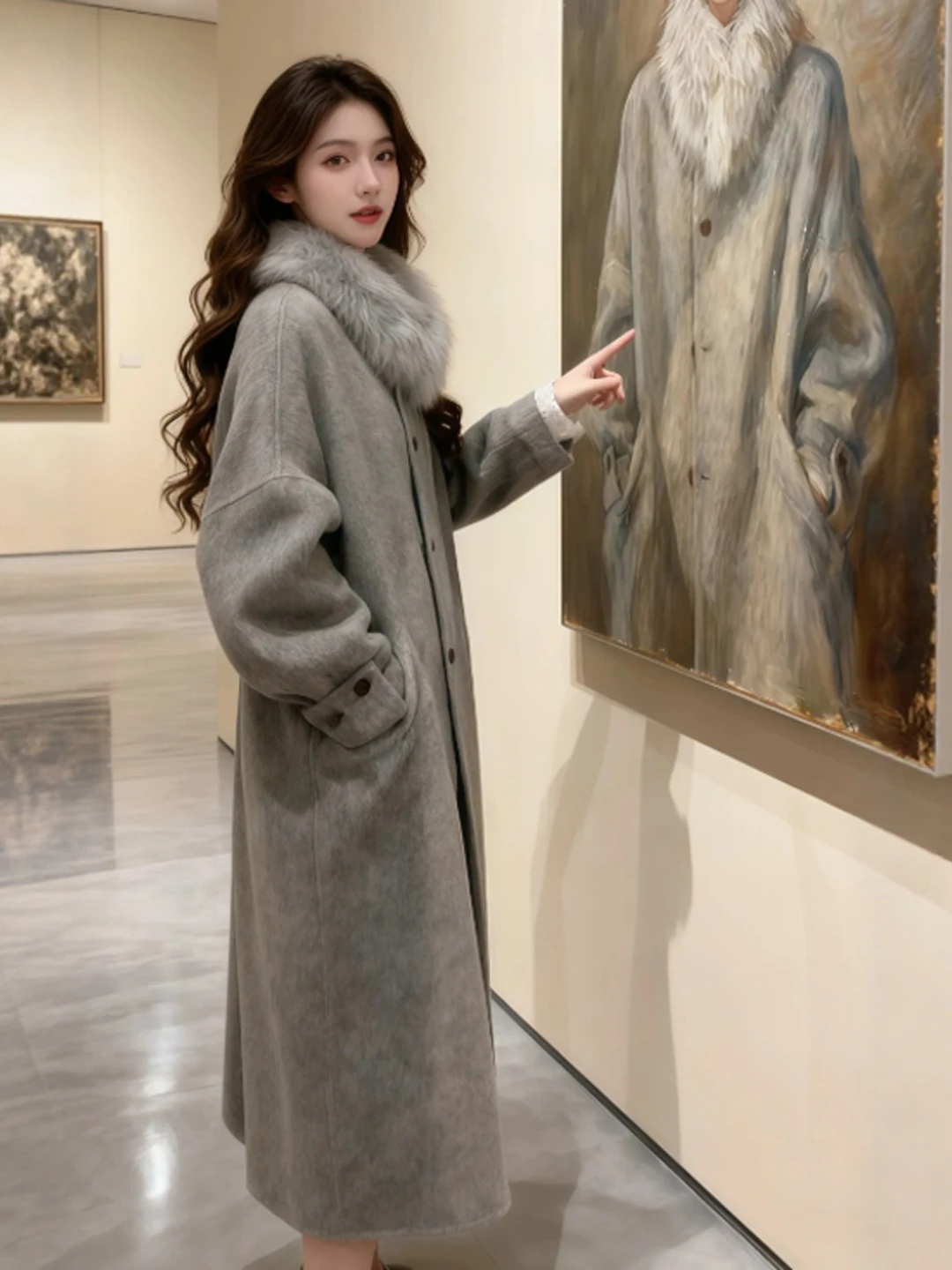 

Корейское элегантное шерстяное пальто средней длины: модное, стильное, зимнее, с длинными рукавами, завышенной талией, на одной пуговице