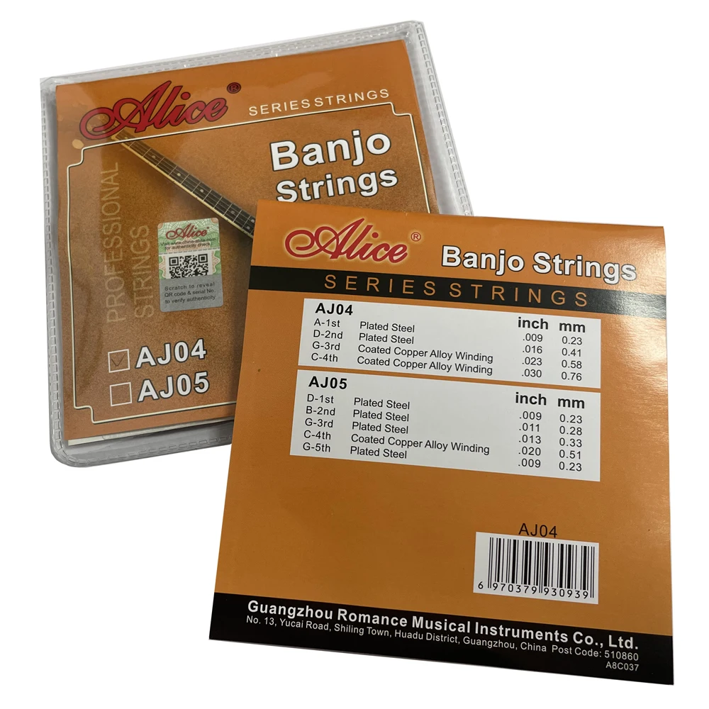 5 Sets Alice AJ04 4-String Banjo Strings Plated Steel Coated Copper Alloy Winding ADGC
