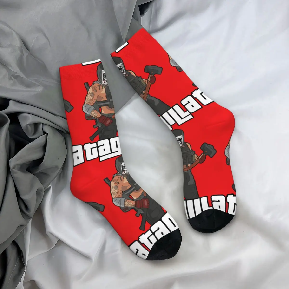 Hip Hop Retro Tagilla GTA Style Crazy Men\'s compression Socks Unisex Escape from Tarkov FPS RPG MMO Game Street Style Crew Sock