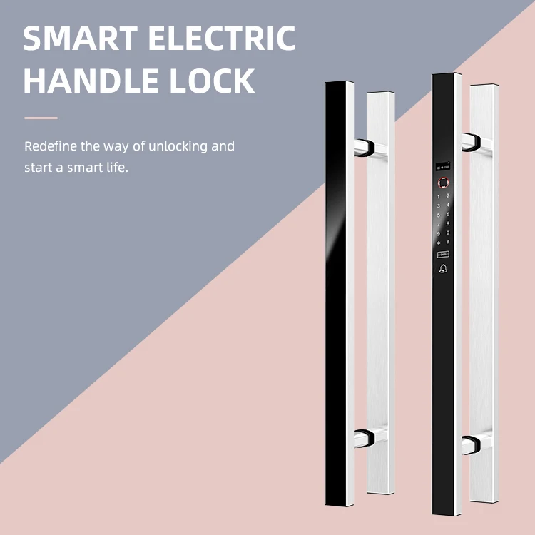 VIANS APP 600mm Double Keyless Entry Auto Door Lock Fingerprint Control Home Apartment Smart Electric Lock Handle