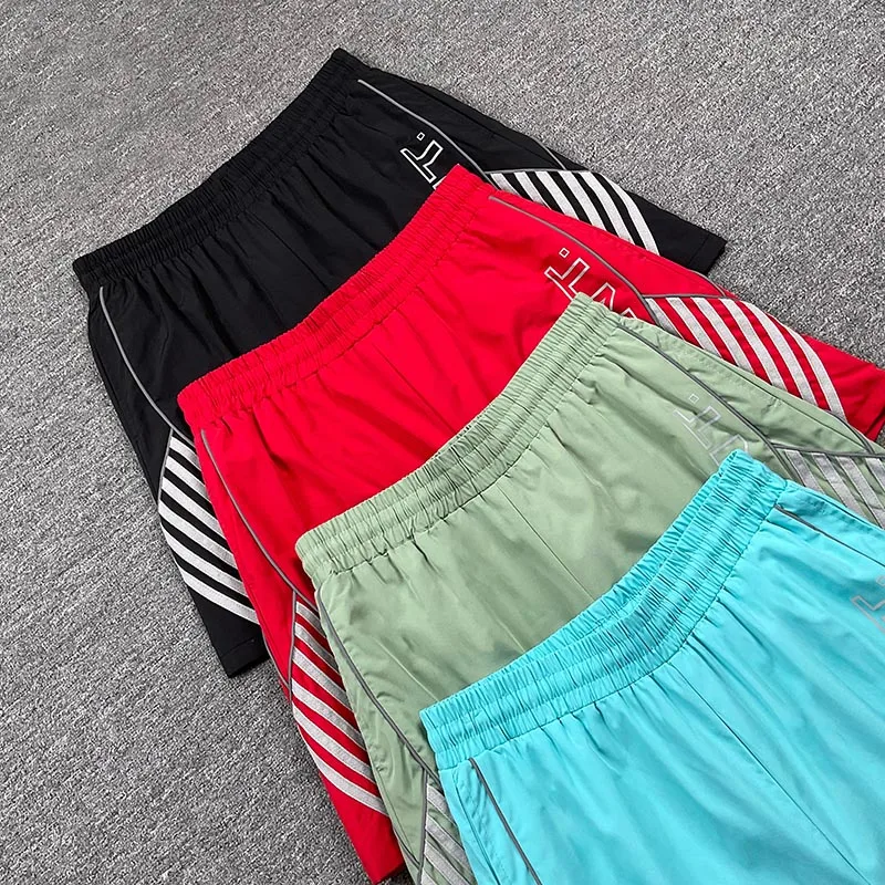 New SAINT Unisex Sports Shorts Stretch Waist Vertical Text Dual Stripe Loose Knee Shorts Fast Delivery