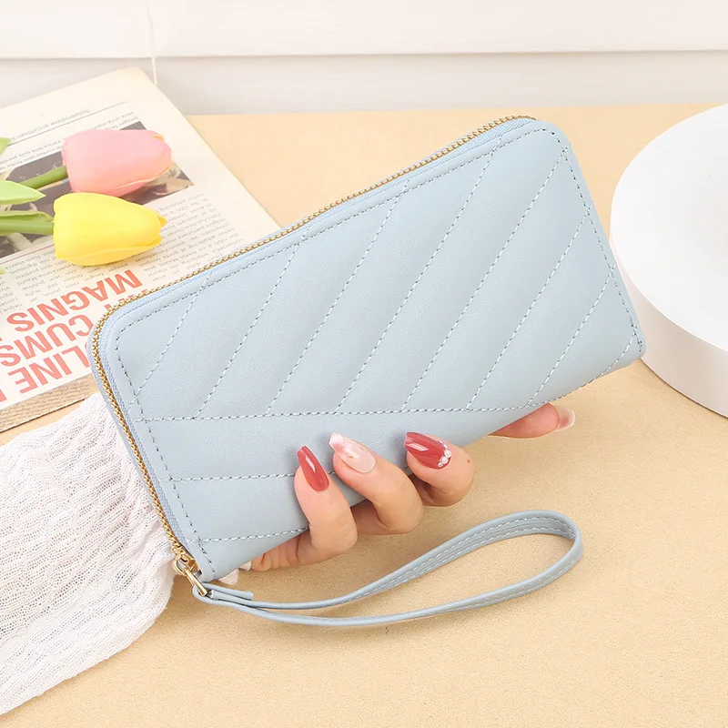 

European and American women's fashionable classic versatile wallet long single zipper simple large capacity multi slot wallet