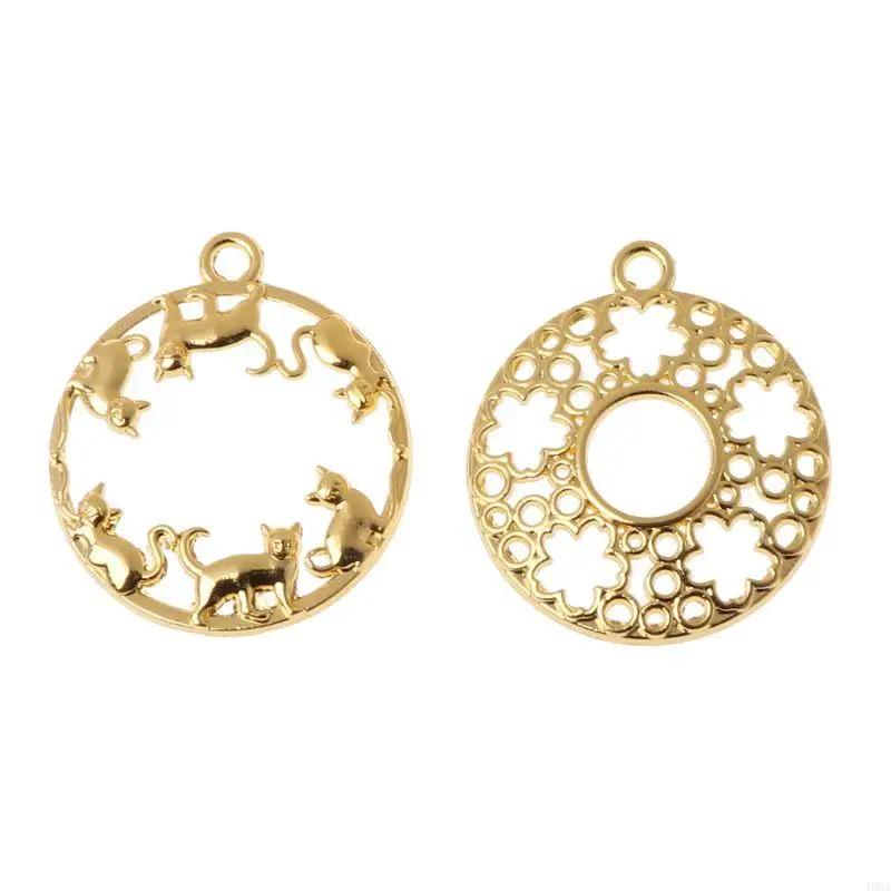 Retail/Drop Shipping 9Pcs Round Animal for Shell Bezel Pendant DIY Necklace Bracelet Keychain Earring