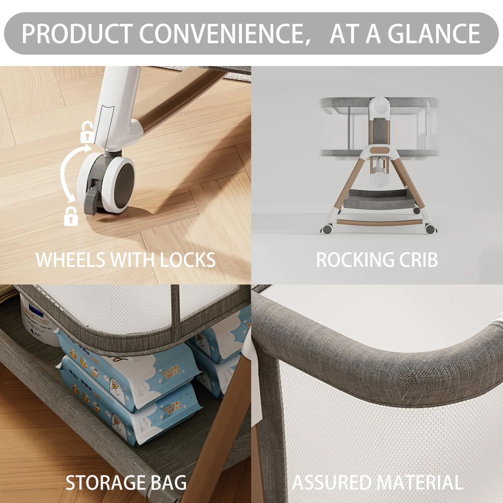 سرير أطفال قابل للتعديل بارتفاع مهد أطفال محمول بمساحة كبيرة سرير أطفال قابل للطي وقابل للربط سرير أطفال مرقع #5