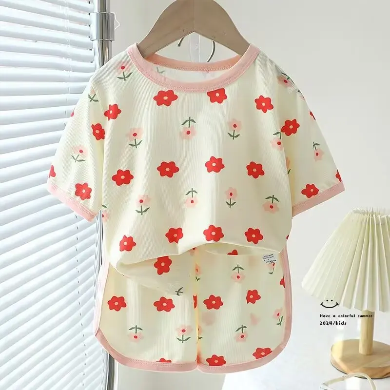 Baby Underwear Set 2023 Autumn New Printing Boys Girls Cotton Children Suit Homewear Clothes