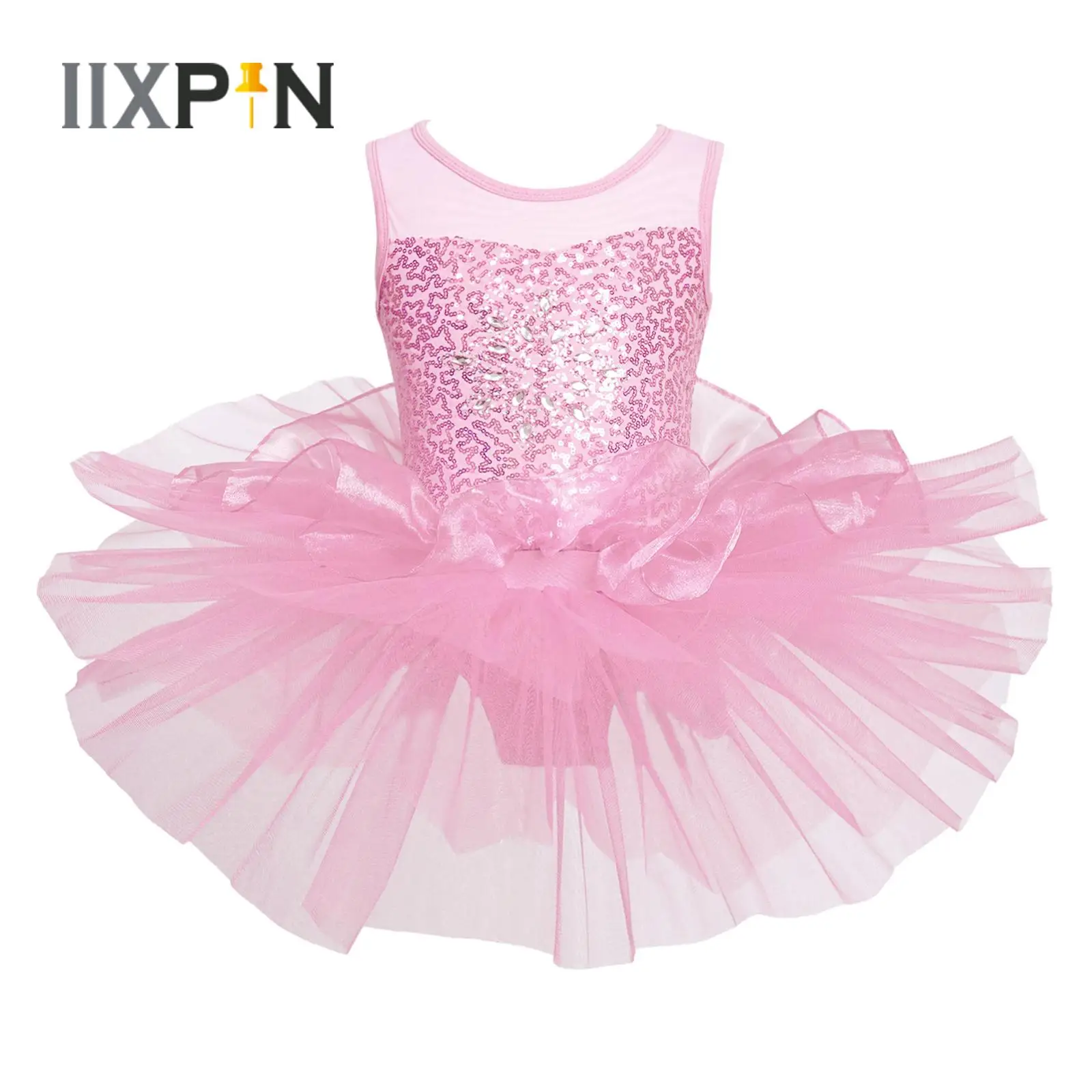 

Girls Ballet Tutu Dress Kids Sleeveless Sequins Ballet Dance Gymnastics Leotard Dress Girls Dancewear Ballerina Party Costumes