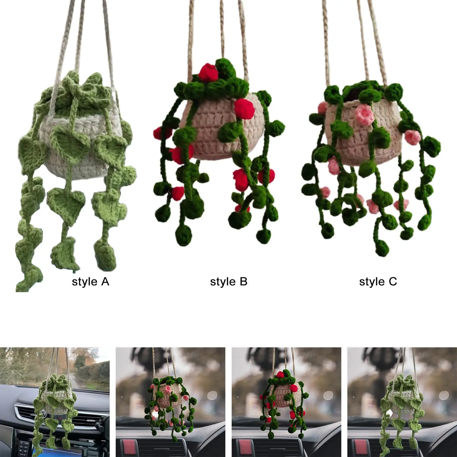 Car Mirror Hanging Accessories Party Favors Handmade Knitted for Women Men