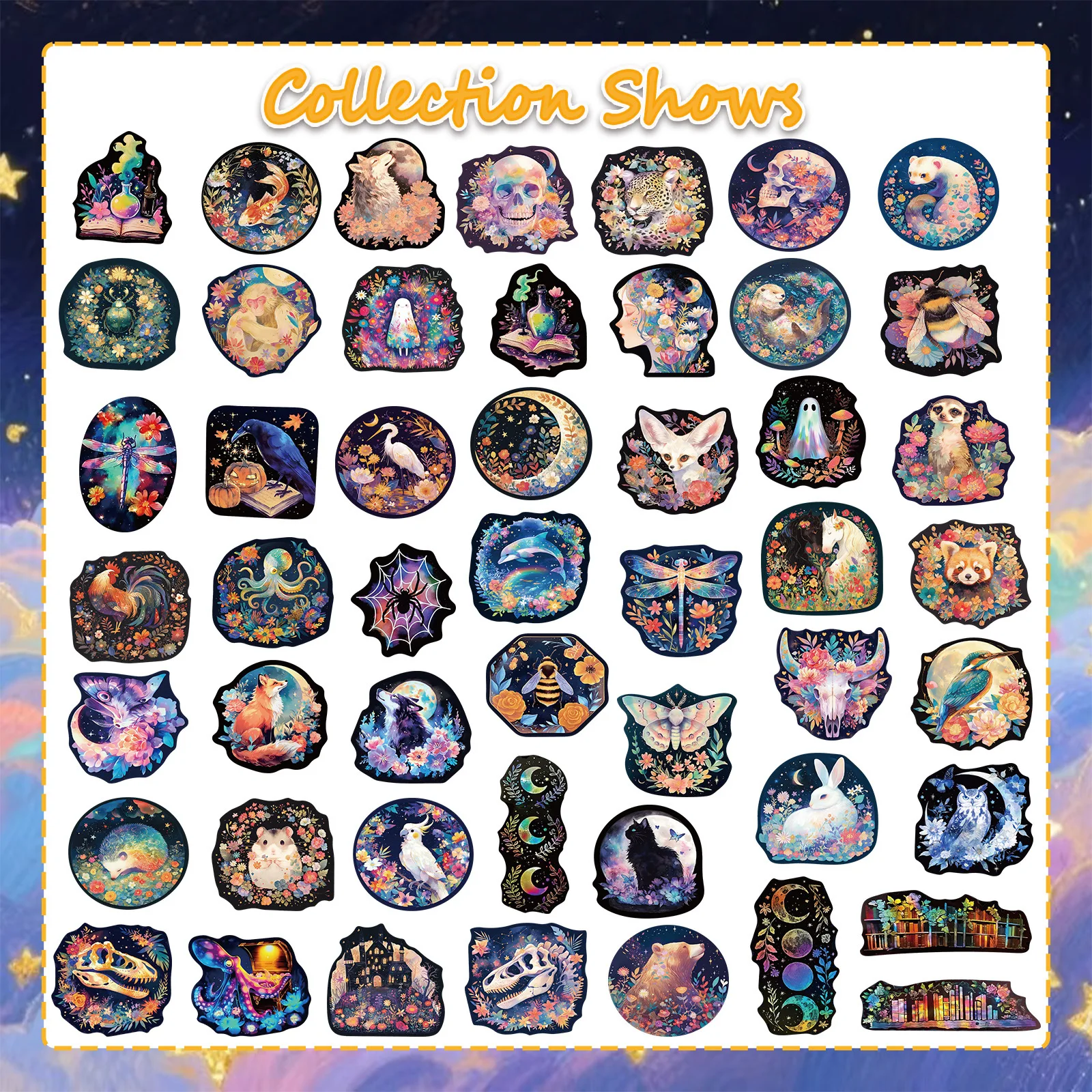 50PCS Tier Blumen Graffiti Aufkleber Laser Stil Cartoon Dekoration Kinder Spielzeug DIY Kühlschrank Gepäck Laptop Gitarre Auto Fahrrad Aufkleber