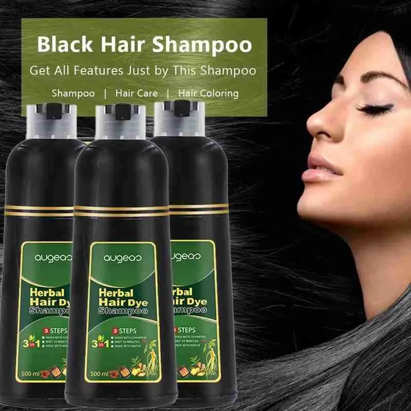 Hair Dye Only 15-25 Mins Organic Natural Plant Essence Fast Hair Color Shampoo For Unisex Cover Gray White Hair Colors