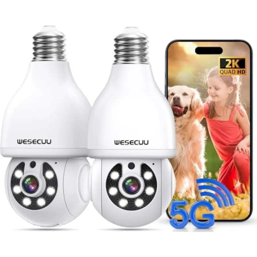 

Камера-лампочка для безопасности 2K, уличная Wi-Fi камера 360° ° PTZ-камера видеонаблюдения с датчиком движения и подсветкой