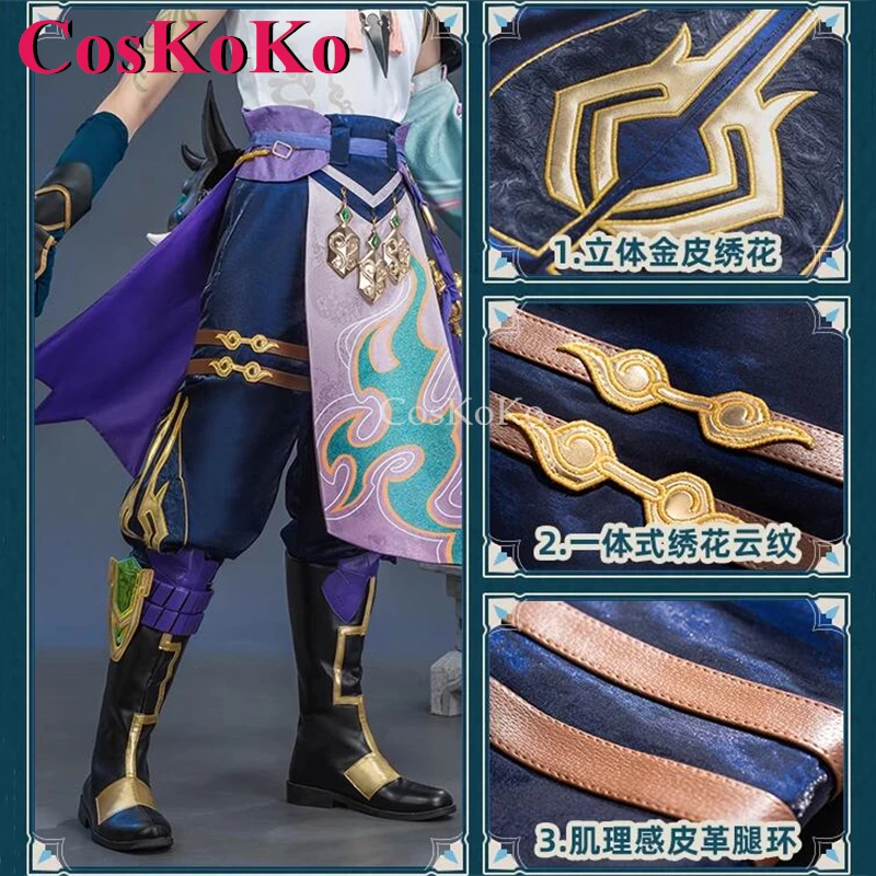 CosKoKo Xiao Cosplay Hot Game Genshin Impact Costume Fashion Handsome Combat Uniforms Men Halloween Party Role Play Clothing New