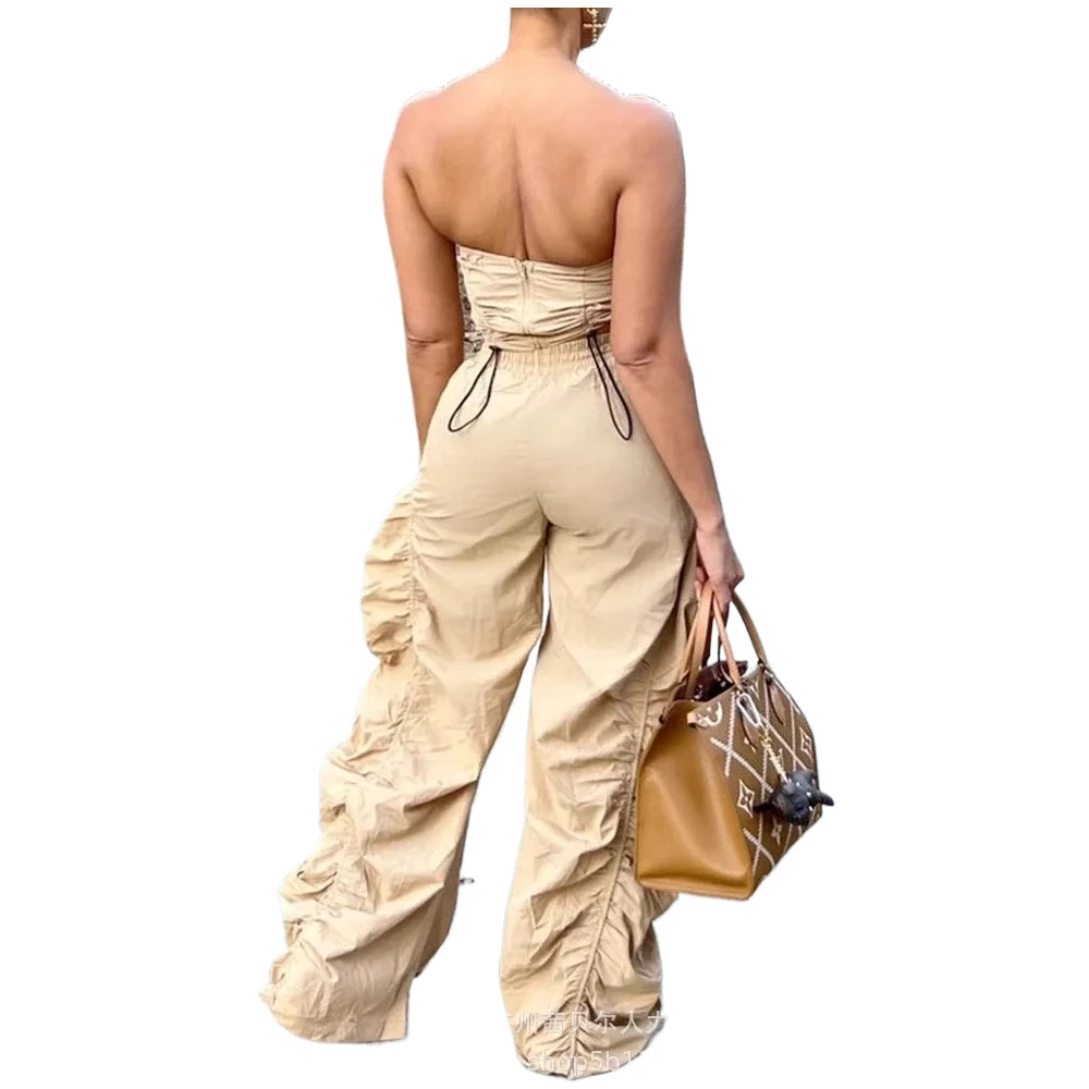 

Брюки-карго, одежда, однотонные летние укороченные топы, комплекты из 2 предметов, женские комплекты с широкими брюками, сексуальная уличная одежда