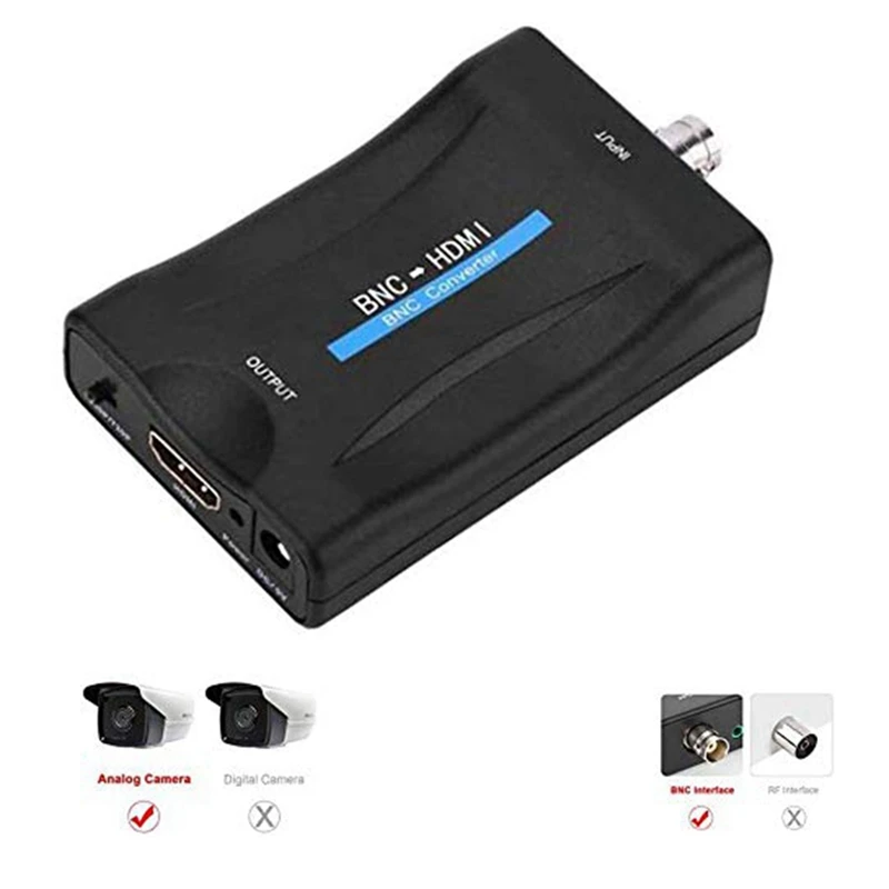 BNC to HDMI Converter Adapter Female CVBS BNC HDMI Coax 1080P Output HDCP Hook Security Camera DVRs Surveillance