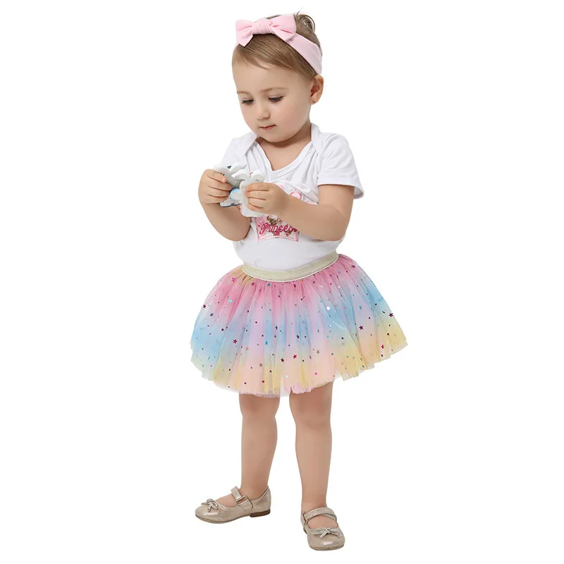 Girls  Tutu Skirts Stars Print Princess Pettiskirts Kids Ballet Dancing Party Skirt Children Gradient Costume Clothes