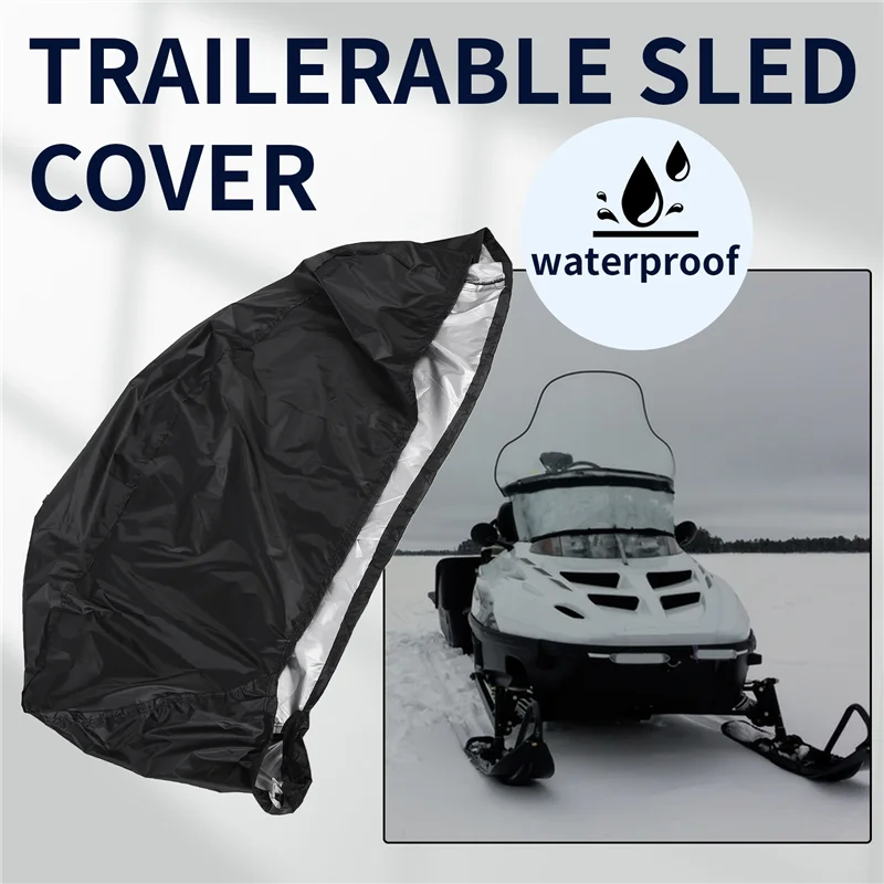 A11M-غطاء الثلج مقاوم للماء والغبار وغطاء زلاجات قابل للمقطورة ومضاد للأشعة فوق البنفسجية للشتاء للدراجات النارية في الهواء الطلق باللون الأسود