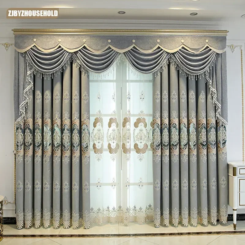 

Luxury Curtains for Living Room 2024 European Style Curtain Shading Embroidery Light Luxury Curtains for Living Room Dining Room