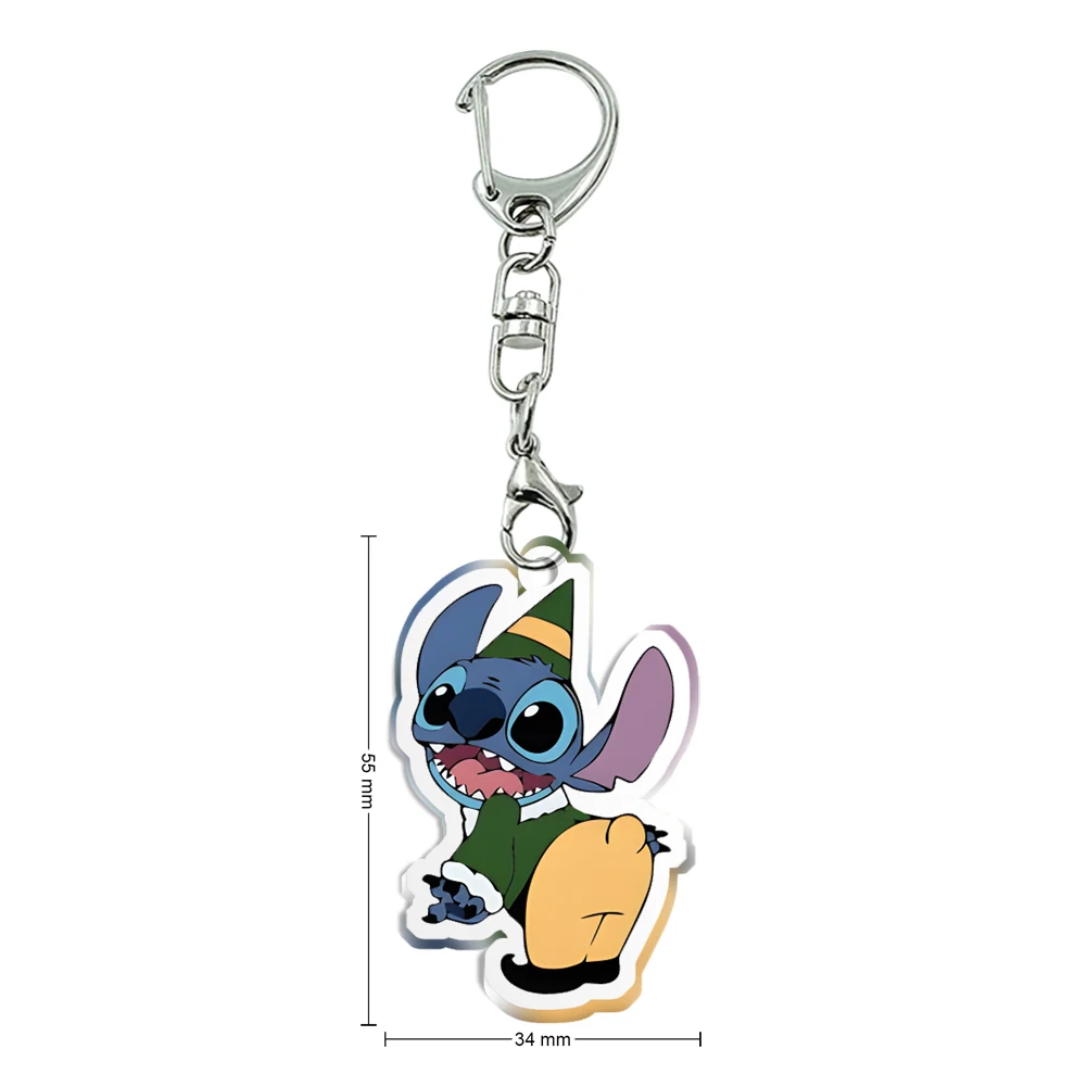 Disney-Stitch Transparente Acrílico Chaveiros para Crianças, Halloween, Natal, Engraçado, Natal, Festa, Coleção de Presentes, Meninas, Acessórios Jóias