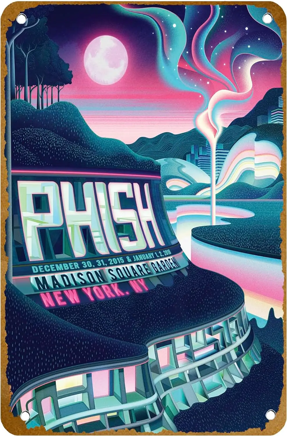 Phish Madison Square Garden Poster Vintage Metal Tin sign Logo Family Club Bar Cafe Bedroom Art Wall Decoration Gift 8x12 inches