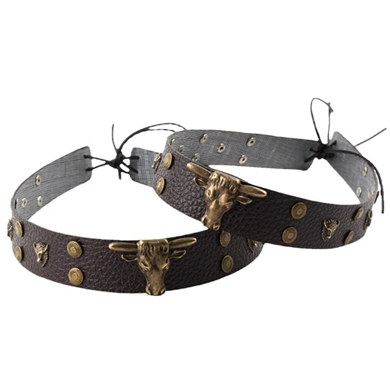 Decorative Hat Band with Bullheads Buckle Outdoor Decorative Hat Belt for Adult