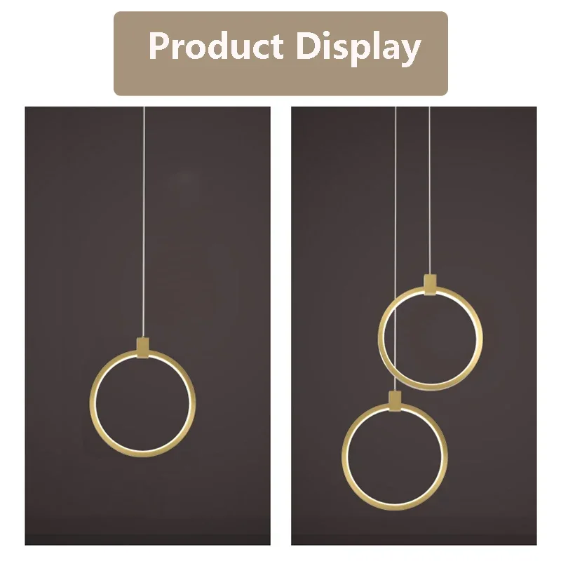 Modern LED Pendant Lights Bedside Decor Lamps Gold Round Hanging Fixtures Bedroom Living Room Bar Home Lamp Led Lighting Lustre