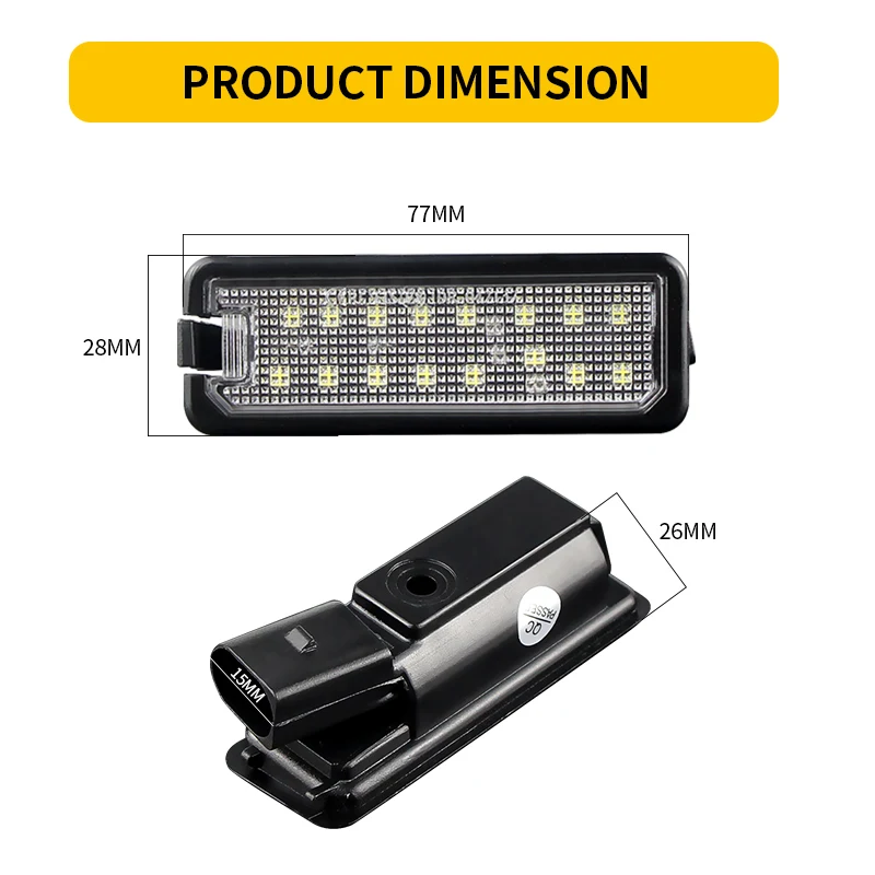 2x Canbus LED License Number Plate Light 12v For Seat Leon Exeo Toledo Altea 5P Ibiza Skoda Superb 3T VW Amarok Passat CC B7 B8 - view 5