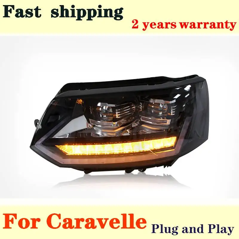 Car Styling Head Lamp for VW Caravelle T5 T6 Headlights 2014-2019 LED Headlight DRL Lens Double Beam Bi-Xenon HID Accessories