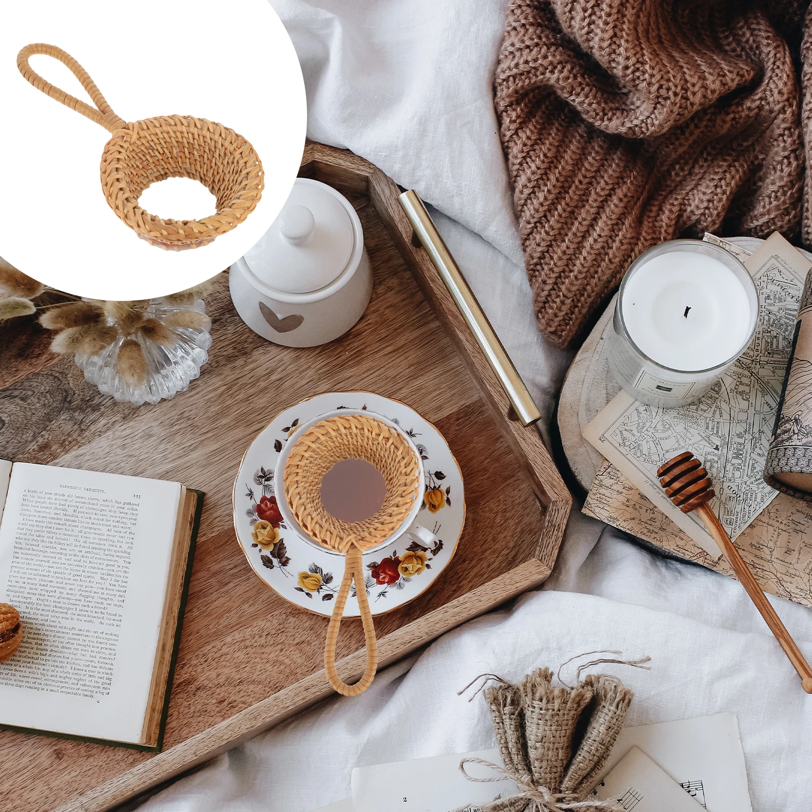 

Hand Woven Tea Strainer Rattan Filter Home Ceremony Accessory Practical Drainer Loose Leaf Spices Residue Vines Stylish Reusable