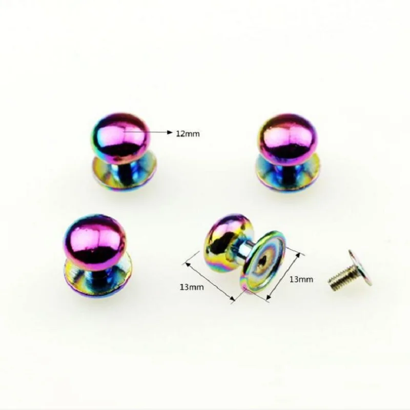 10pcs/50pcs Luggage Handbag Hardware Accessories 12mm Seven Colors Zinc Alloy Pacifier Monk Head Belt Screws Rivets