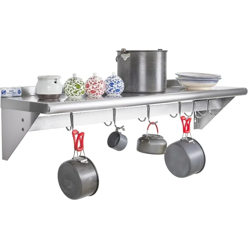 Stainless Steel Shelf with 6 Hooks 12