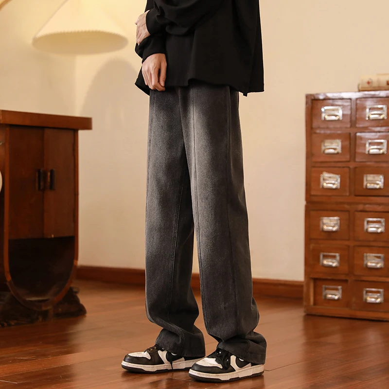 

Мужские джинсы в американском ретро-стиле, весенне-осенние, свободные, широкие, прямые, повседневные, длинные брюки, модная молодежная одежда, джинсы из денима