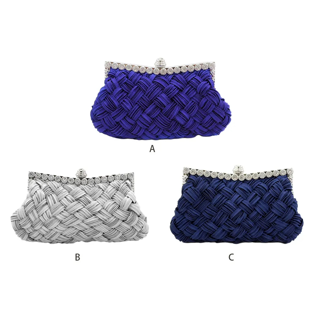 Lightweight And Spacious Woven Bag For Fashionable Women Comfortable Silk Shoulder Bag Evening Bags Handbags Clutches Dark blue