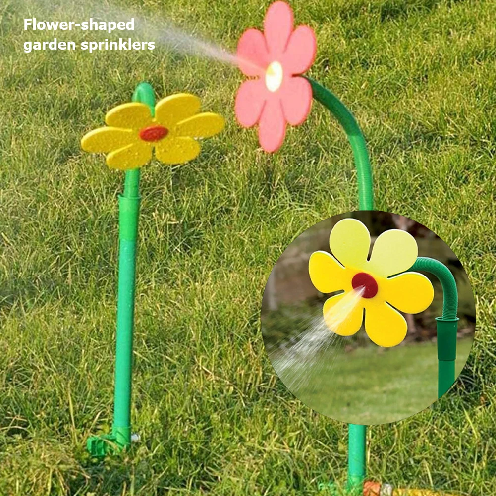 

Crazy Spin Sprinkler Flower Shape Dancing Daisy Sprinklers 720 Rotating Water Spray Toy for Yard Lawn Watering Garden Decor