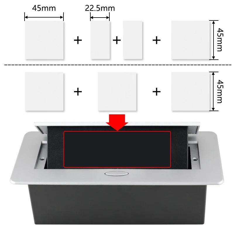 DIY gniazdo stołowe ukryty, powolny, wyskakujący stół srebrny metalowy panel do sali konferencyjnej biurowy stół kuchenny gniazdko czarny