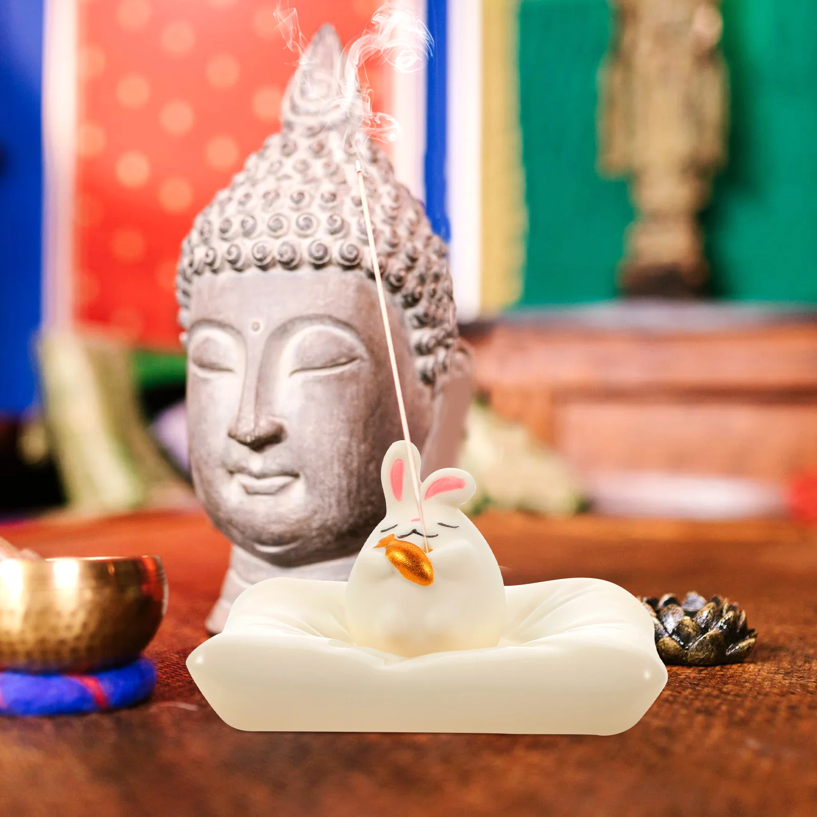 

Ceramic Rabbit Incense Burner Classic Cartoon Design Desktop Incense Stick Holder Home Office Decor Ceramic Censer Craft
