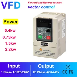 Single Phase VFD 0.75/1.5/2.2KW Variable Frequency Inverter AC Drive 220V Three Phase Motor