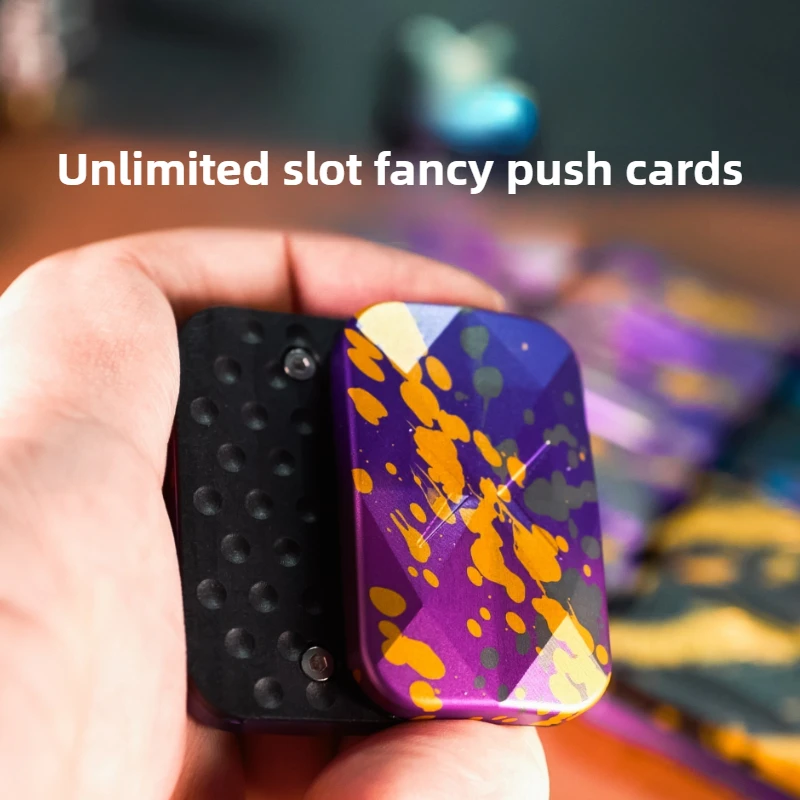 

ZDEDC Fancy Unlimited Position Mechanical Aluminum Alloy Teflon Base Plate Fingertip Push Card Decompression Toy