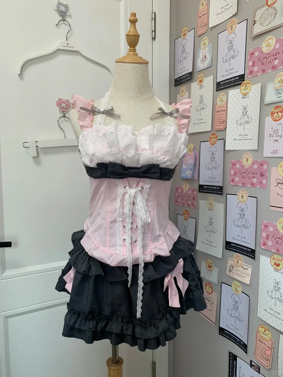 Japanese Pink Sweet Kawaii Lolita Elegant 2 Piece Sets Women Preppy Style Design Mini Skirt Suit Female Princess Chic Outfits