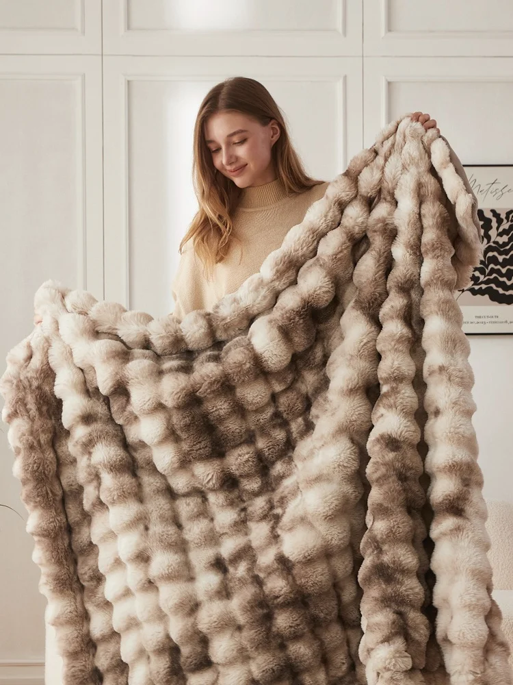 

Новое одеяло Bubble Rabbit Plu для офиса и отдыха, маленькое, для дивана, декоративное, повседневное, теплое, из полиэфирного волокна, вязаное, антистатическое