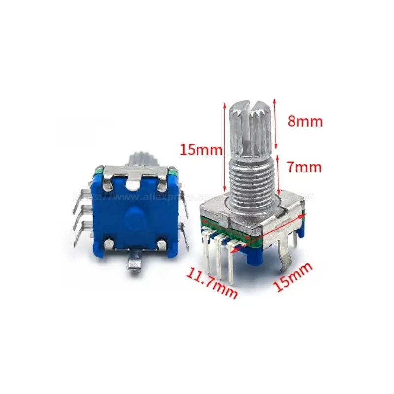 5PCS EC11 20 Position 360 Degree Rotary Encoder Digital potentiometer 5Pin 15/20MM With A Built In Push Button Switch knob cap