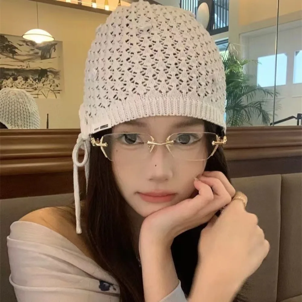 

Y2K Vintage Frameless Cut Edge Glasses Eye Protection Metal Anti-Blue Light Glasses Anti Eyestrain Travel Eyewear