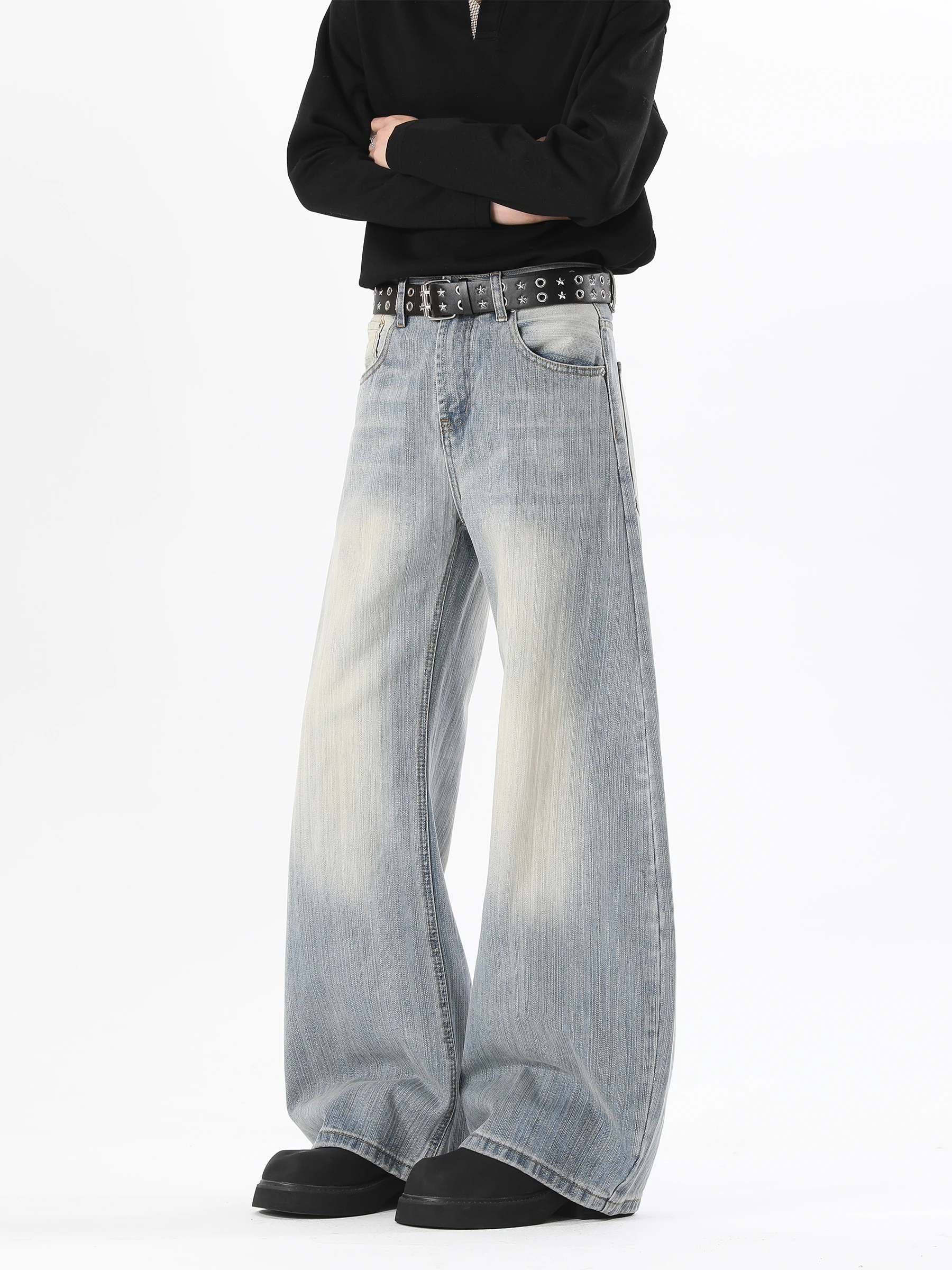 

Прямые мужские джинсы свободного покроя из бамбукового волокна, повседневные брюки с ножом на осень-зиму, High Street Sle