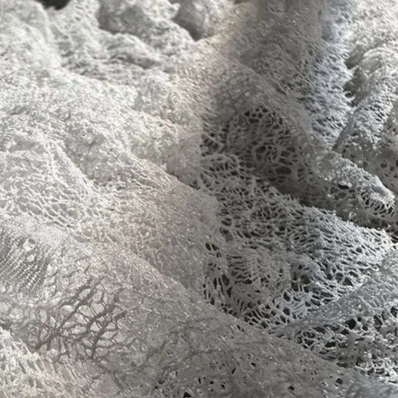 Retro Hollow Perspective Three-dimensional Lace with Irregular Texture Super Soft White Fabric DIY Designer Fabric