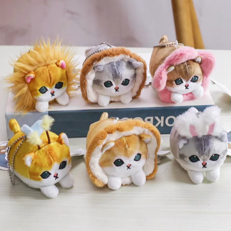 Original Mofusand Shark Cat Cos Series Cute Soft Plush Doll Cat Cosplay Lion Rabbit Bee 10cm Kawaii Plushies Keychain Toys Gift